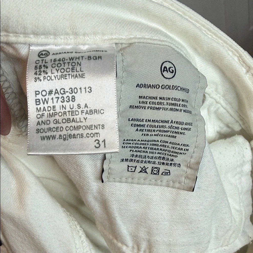 AG Adriano Goldschmied - 31 - White Ivory Denim Cuffed Crop Pants - Picture 5 of 7